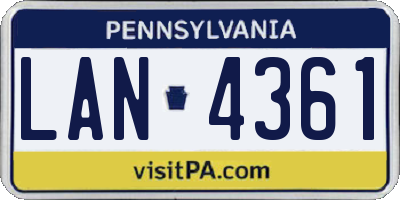 PA license plate LAN4361