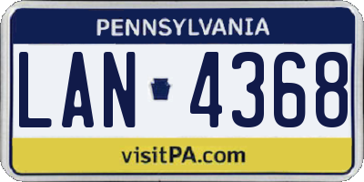 PA license plate LAN4368