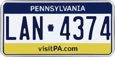 PA license plate LAN4374