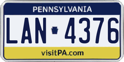 PA license plate LAN4376