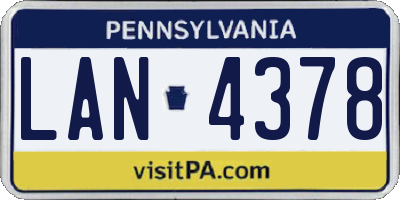PA license plate LAN4378