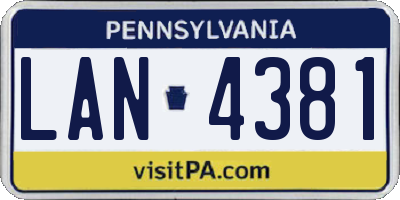 PA license plate LAN4381