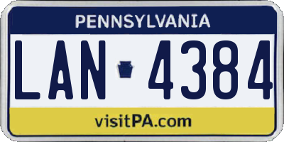 PA license plate LAN4384