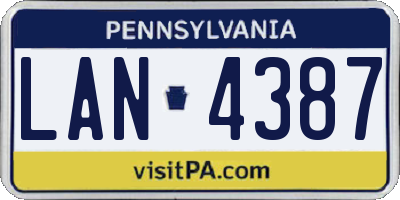PA license plate LAN4387