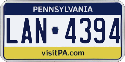 PA license plate LAN4394