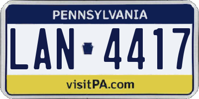 PA license plate LAN4417