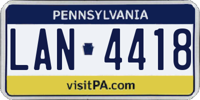 PA license plate LAN4418