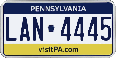 PA license plate LAN4445