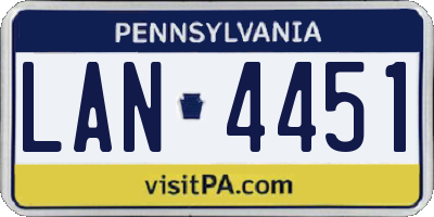PA license plate LAN4451