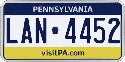PA license plate LAN4452