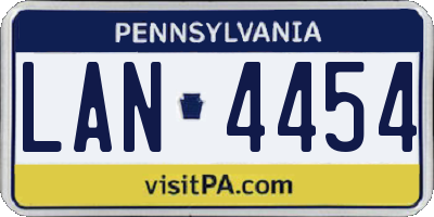 PA license plate LAN4454
