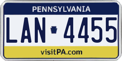 PA license plate LAN4455