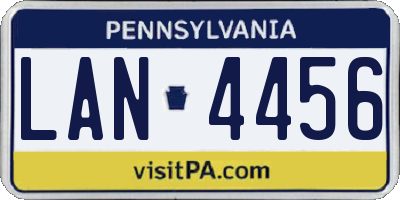 PA license plate LAN4456
