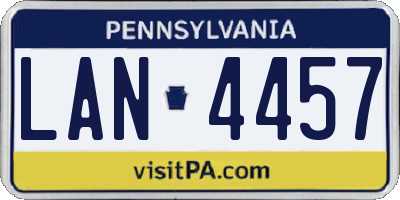 PA license plate LAN4457