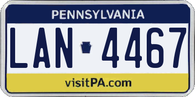 PA license plate LAN4467