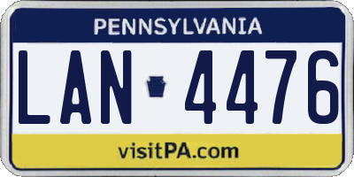 PA license plate LAN4476