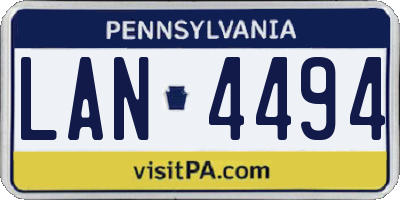 PA license plate LAN4494