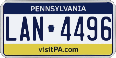 PA license plate LAN4496