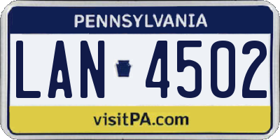 PA license plate LAN4502