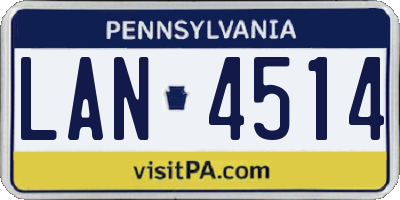 PA license plate LAN4514