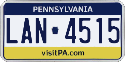 PA license plate LAN4515