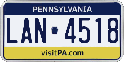 PA license plate LAN4518