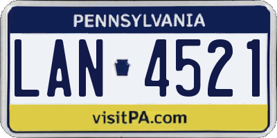 PA license plate LAN4521