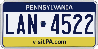 PA license plate LAN4522