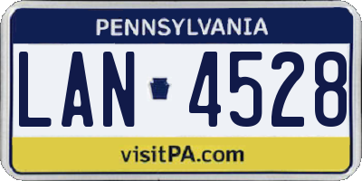 PA license plate LAN4528