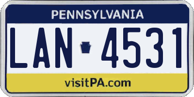 PA license plate LAN4531