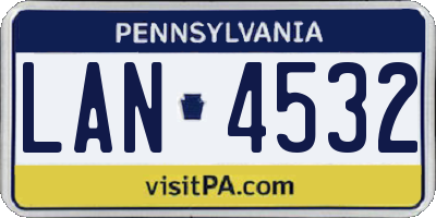 PA license plate LAN4532