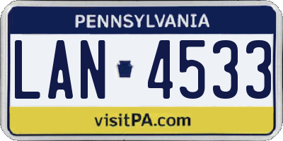 PA license plate LAN4533