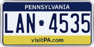 PA license plate LAN4535