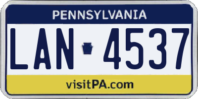 PA license plate LAN4537