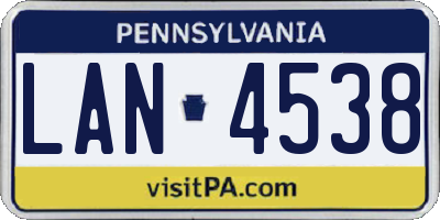 PA license plate LAN4538