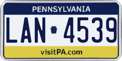 PA license plate LAN4539
