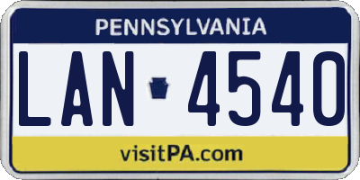 PA license plate LAN4540