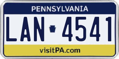 PA license plate LAN4541