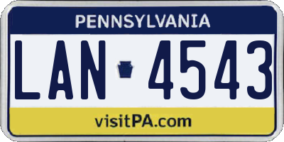 PA license plate LAN4543