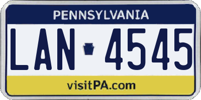 PA license plate LAN4545
