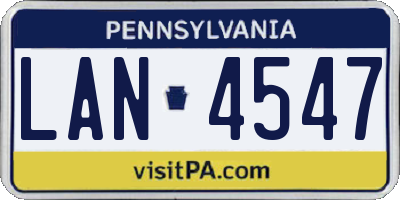 PA license plate LAN4547