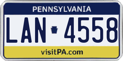 PA license plate LAN4558