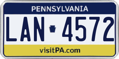 PA license plate LAN4572