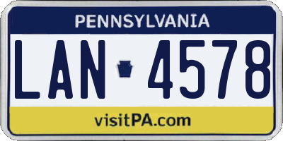 PA license plate LAN4578