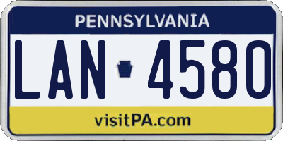 PA license plate LAN4580