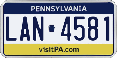 PA license plate LAN4581