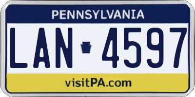 PA license plate LAN4597