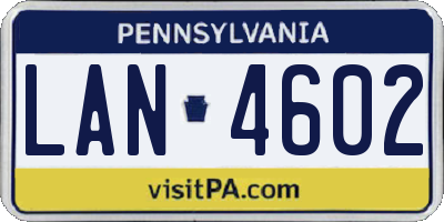 PA license plate LAN4602