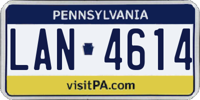 PA license plate LAN4614