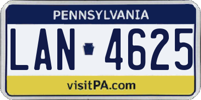 PA license plate LAN4625